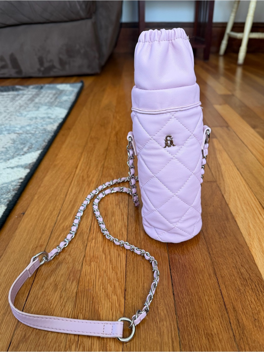 Steve Madden Pink Quilted Water Bottle Crossbody Bag